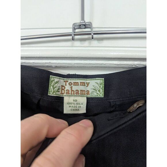 Tommy Bahama Silk Pants women's size 10 black vintage tapered high waist - Picture 3 of 5